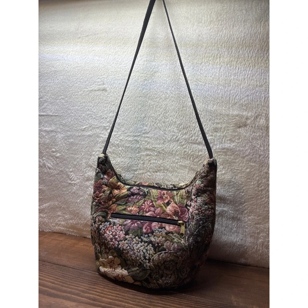 Vintage Floral Tapestry Shoulder Bag Wallet Set Multicolor Grandmacore